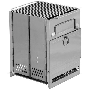 [33691B] MFH - Raketenofen, mit Rost, faltbar, klein, Edelstahl